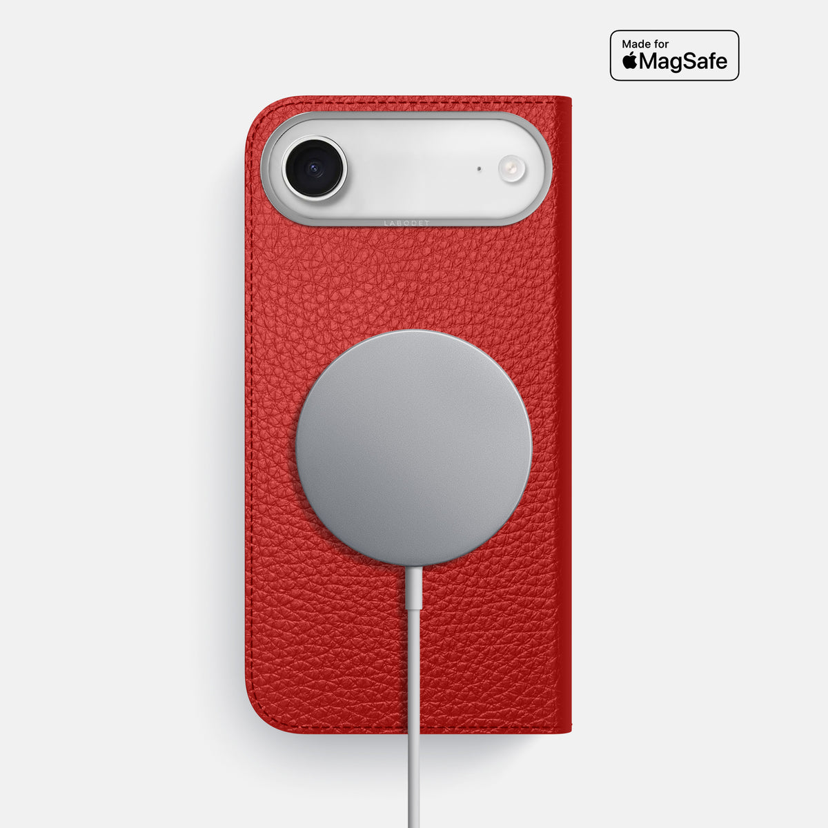 Folio Case For iPhone 17 Air In Calf -3 | Red-Steel