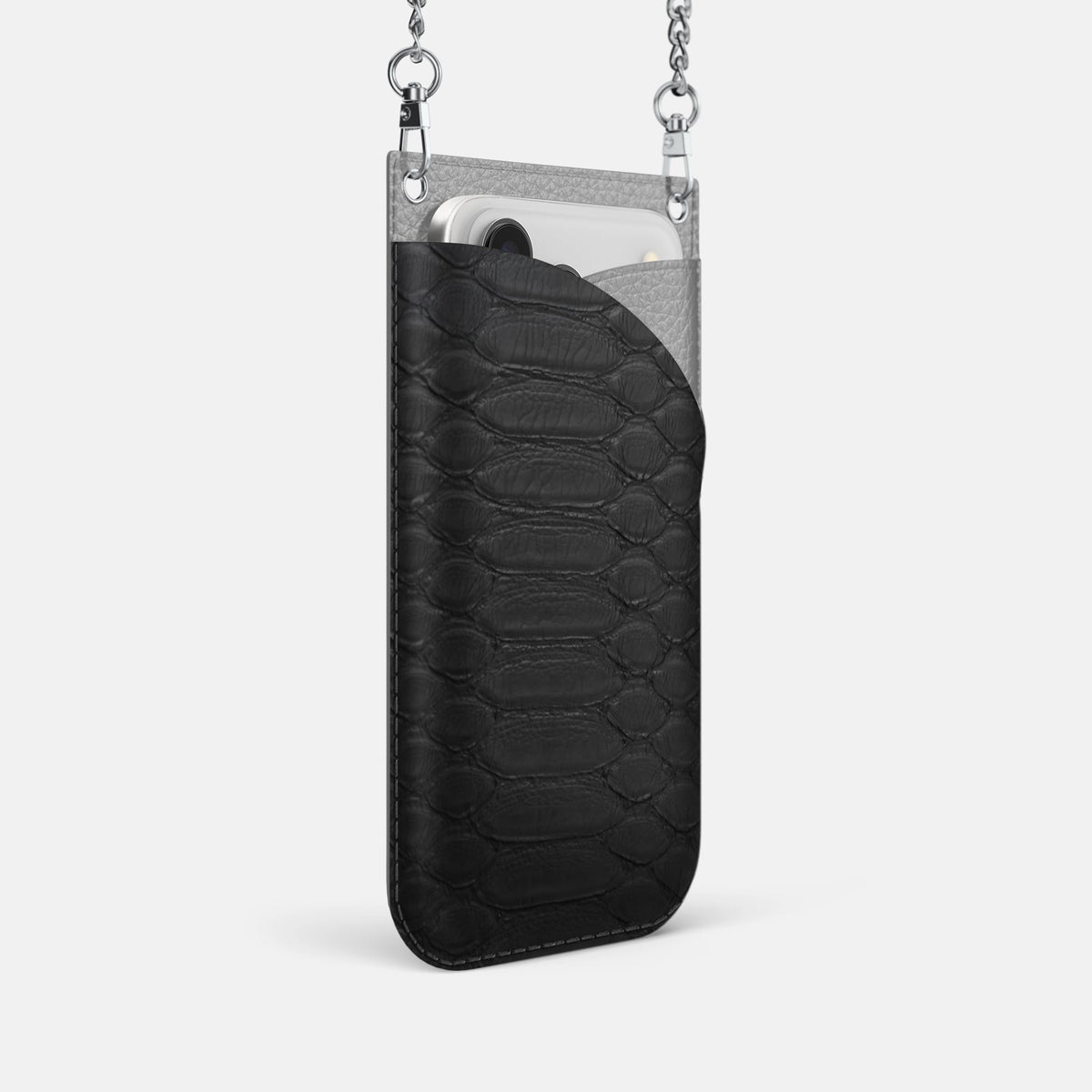Crossbody Bag For iPhone 18 Pro In Python -2 | Black-Steel