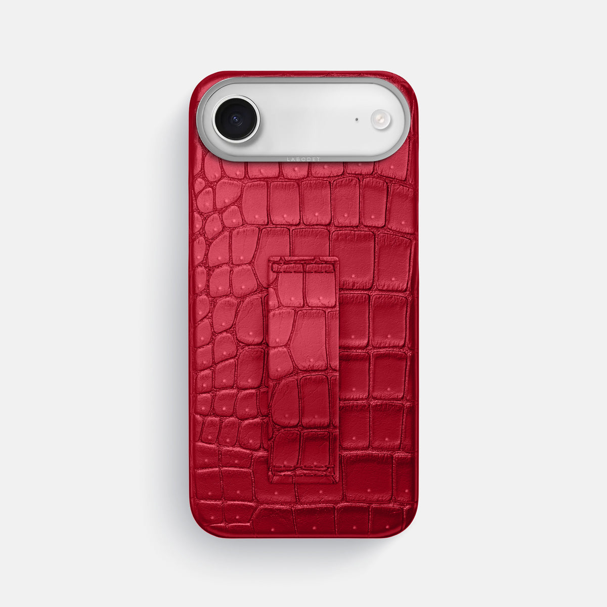 Finger Case For iPhone 17 Air In Porosus Crocodile -1 | Burgundy-Steel