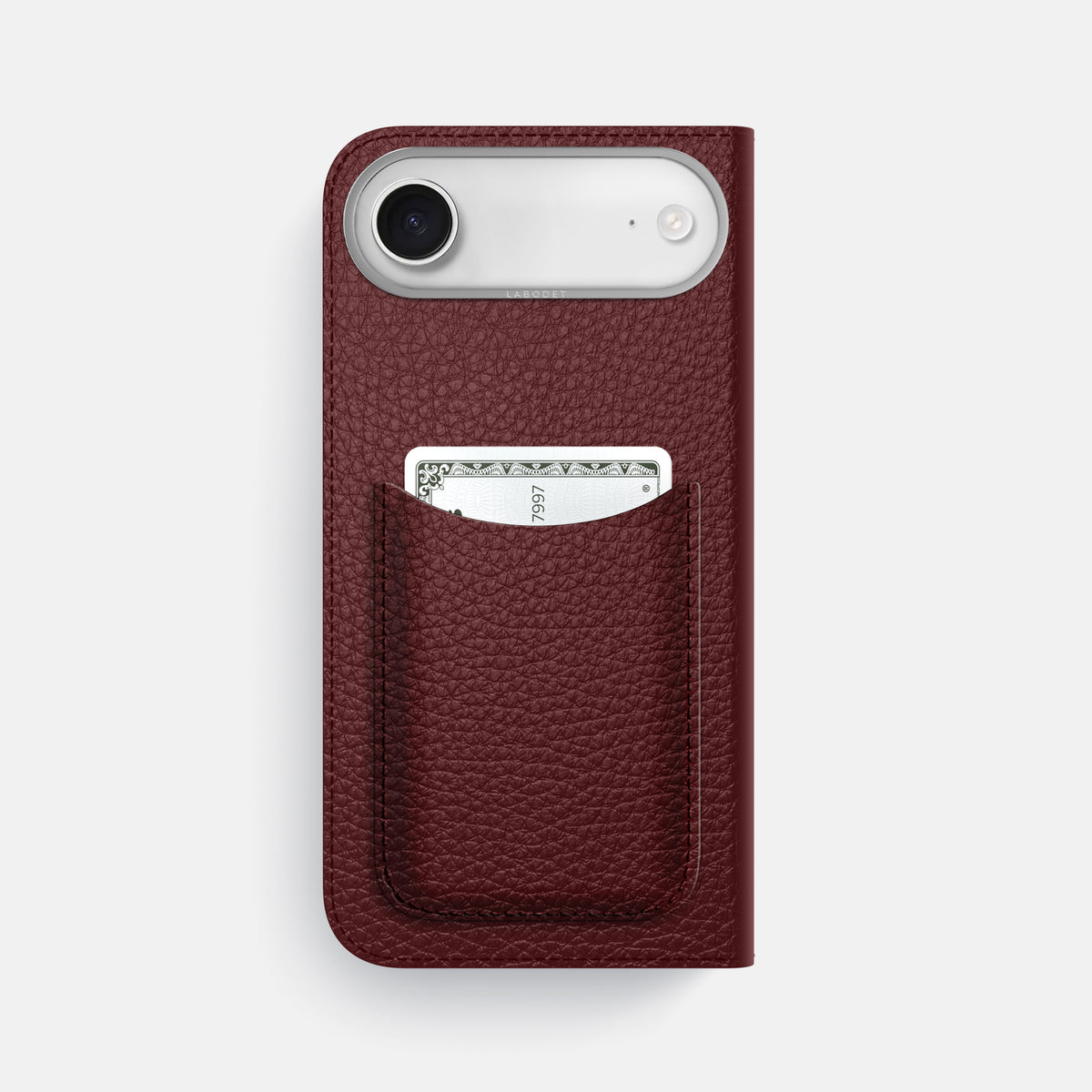 Folio Case with Card For iPhone 17 Air In Calf -3 | Bordeaux-Steel