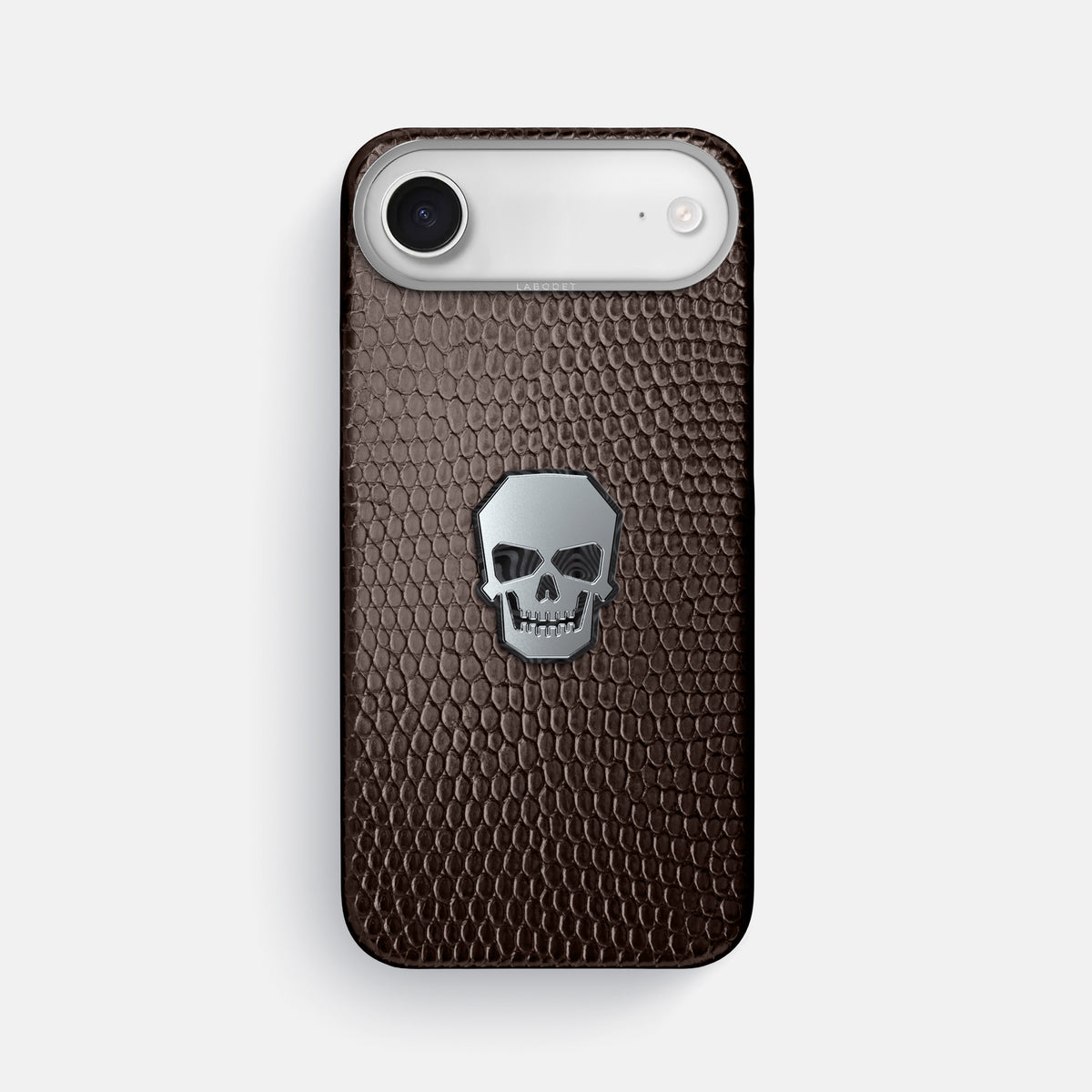Classic Case With Titanium Skull For iPhone 17 Air In Lizard -1 | Brown-Steel