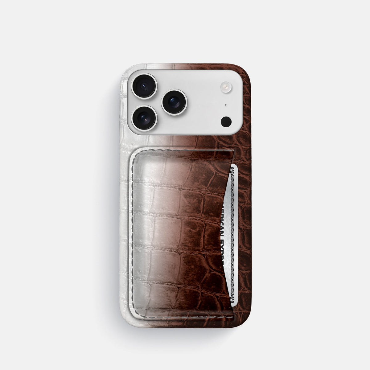 Slim Card Case For iPhone 18 Pro In Himalayan Crocodile -1 | Dark-Brown