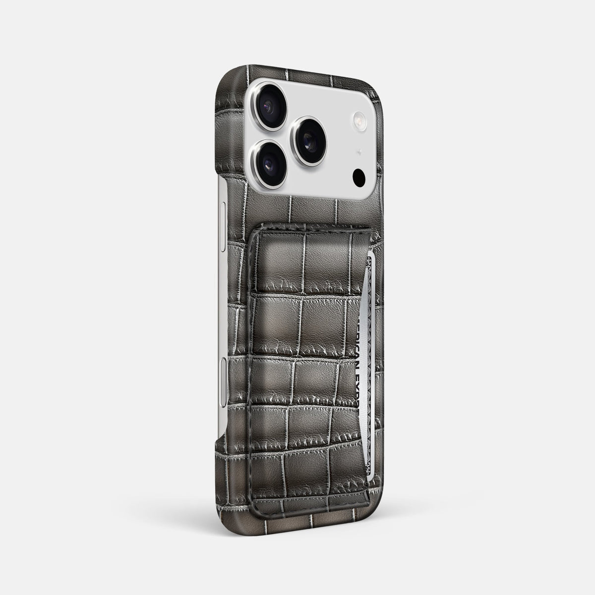 Slim Card Case For iPhone 18 Pro Max In Patina Alligator -2 | Grey