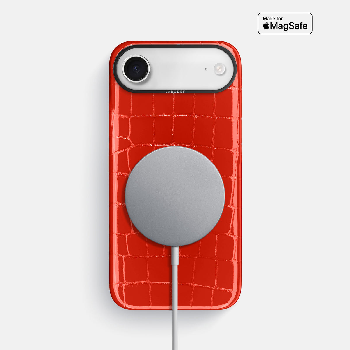 Classic Case For iPhone 17 Air In Shiny Alligator -5 | Coral-Orange-Black