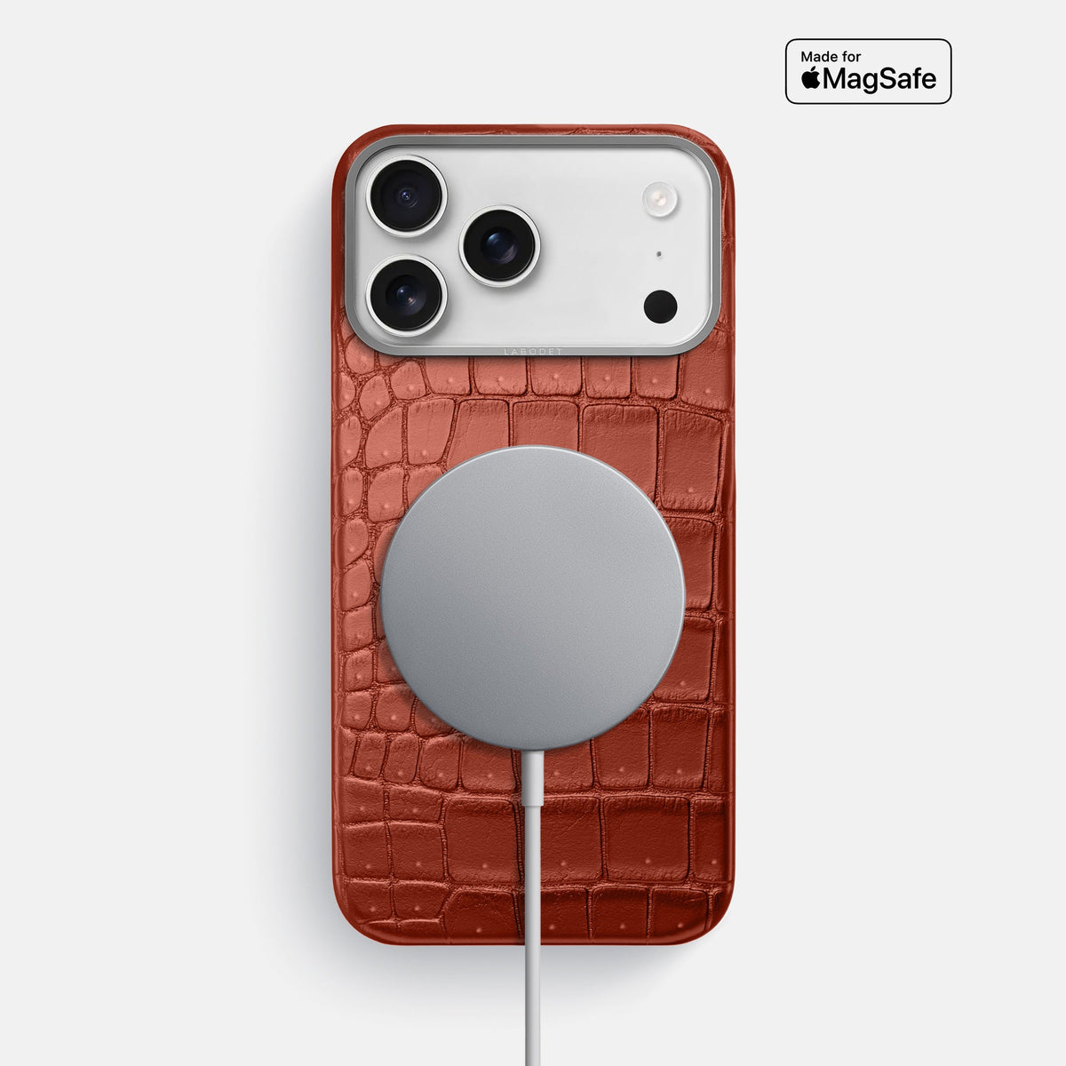 Classic Case For iPhone 18 Pro Max In Porosus Crocodile -5 | Mahogany-Brown-Steel