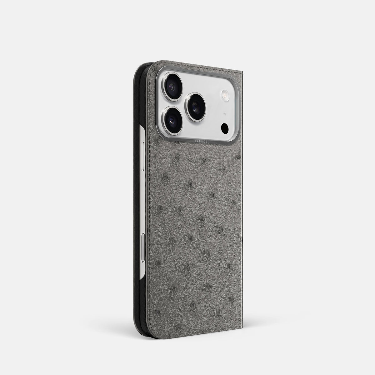 Folio Case For iPhone 18 Pro In Ostrich -1 | Grey-Steel
