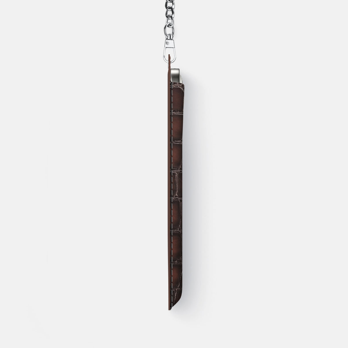 Crossbody Bag For iPhone 18 Pro Max In Patina Alligator -4 | Havana-Brown-Steel
