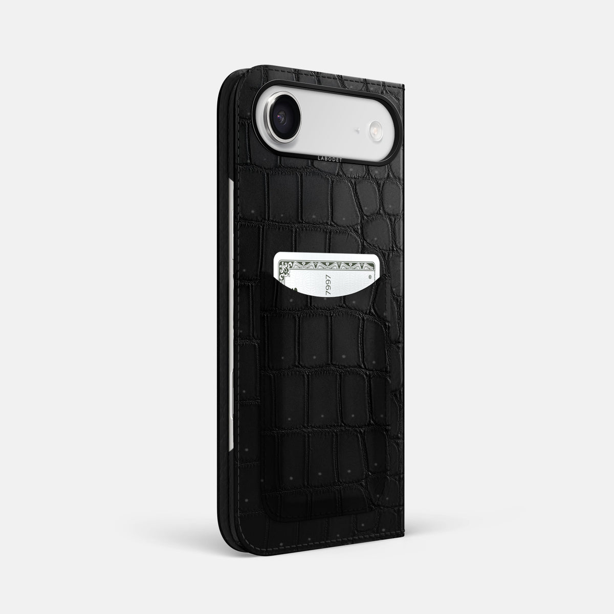 Folio Case with Card For iPhone 17 Air In Porosus Crocodile -1 | Black-Black