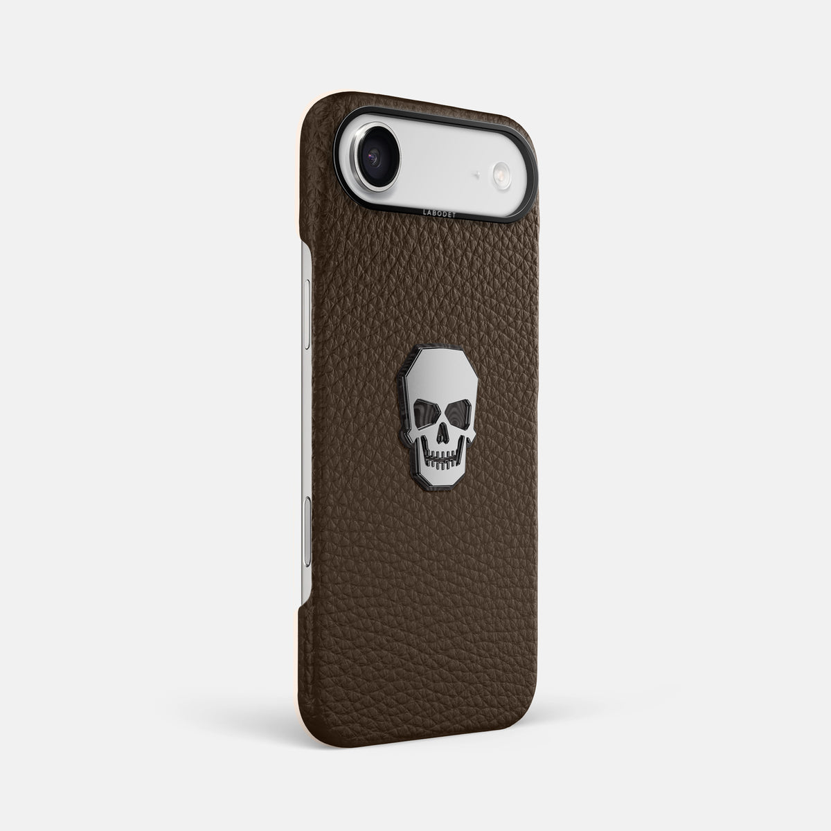 Classic Case With Titanium Skull For iPhone 17 Air In Calf -2 | Dark-Brown-Black