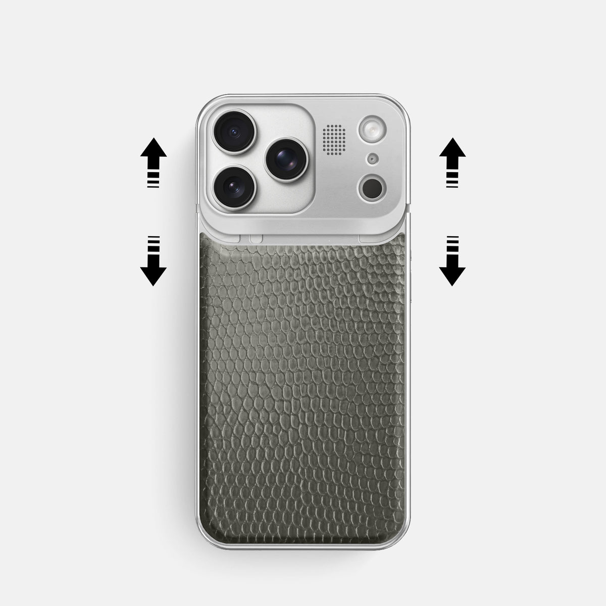 Metal Case For iPhone 17 Pro In Lizard -2 | Grey-Steel