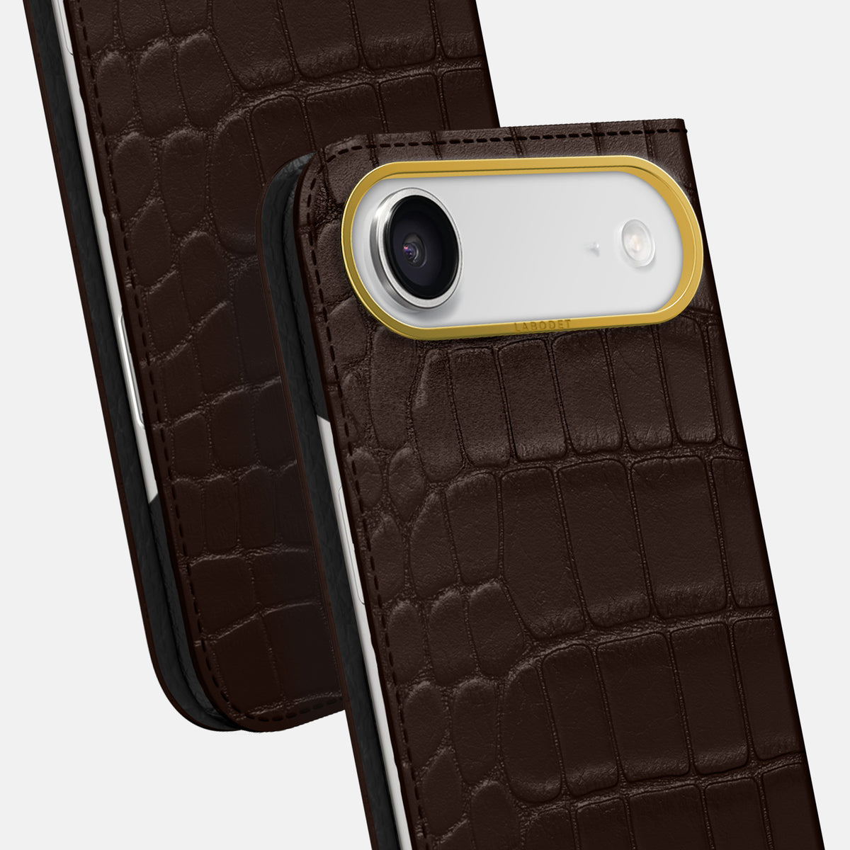 Folio Case For iPhone 17 Air In Alligator -5 | Dark-Brown-Gold