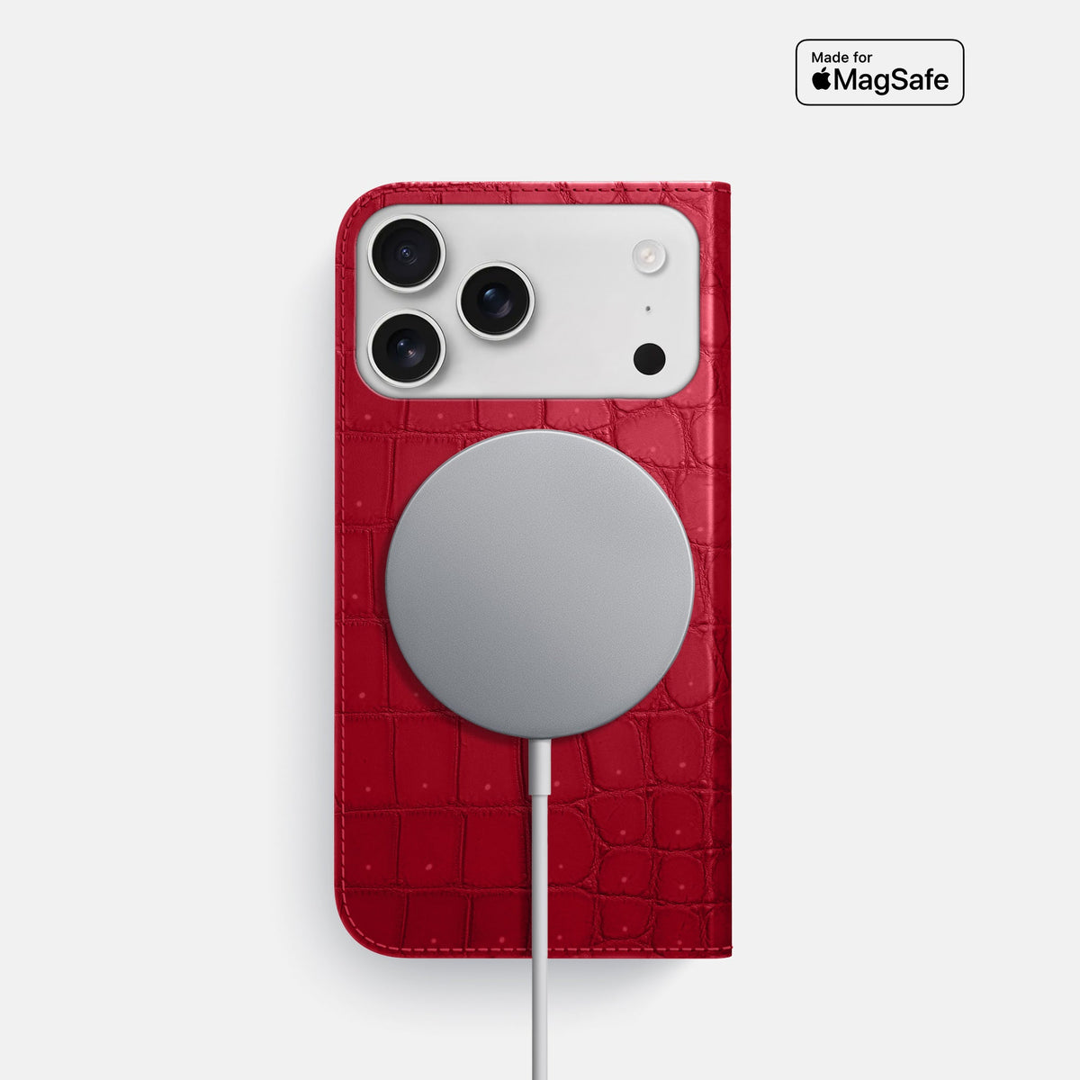 Folio Slim Case For iPhone 18 Pro In Porosus Crocodile -3 | Burgundy