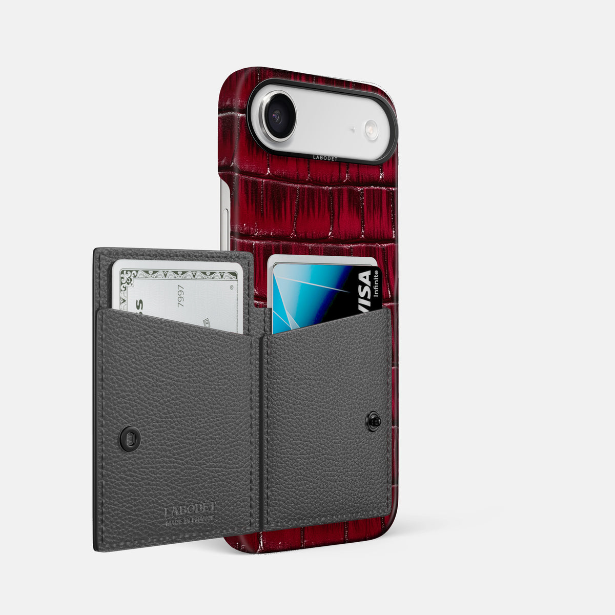 Bi-Fold Case For iPhone 17 Air In Patina Alligator -2 | Havana-Burgundy-Black