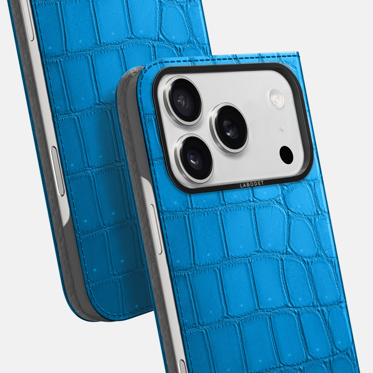 Folio Case For iPhone 18 Pro In Porosus Crocodile -5 | Blue-Lagoon-Black
