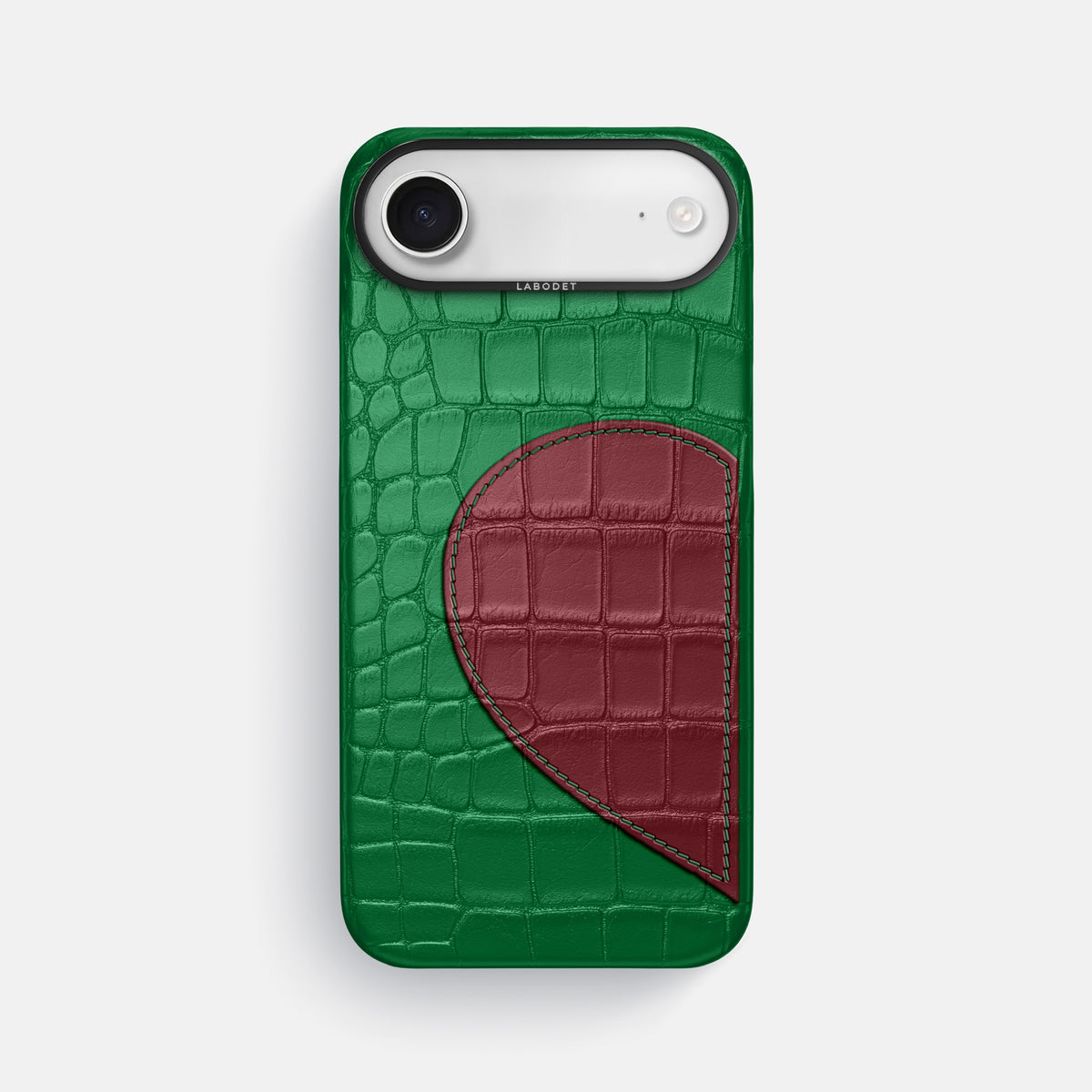 Classic Case With Half Heart - Left For iPhone 17 Air In Alligator -1 | Forest-Green-Black