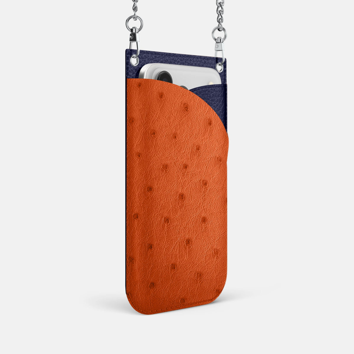 Crossbody Bag For iPhone 18 Pro In Ostrich -2 | Orange-Steel