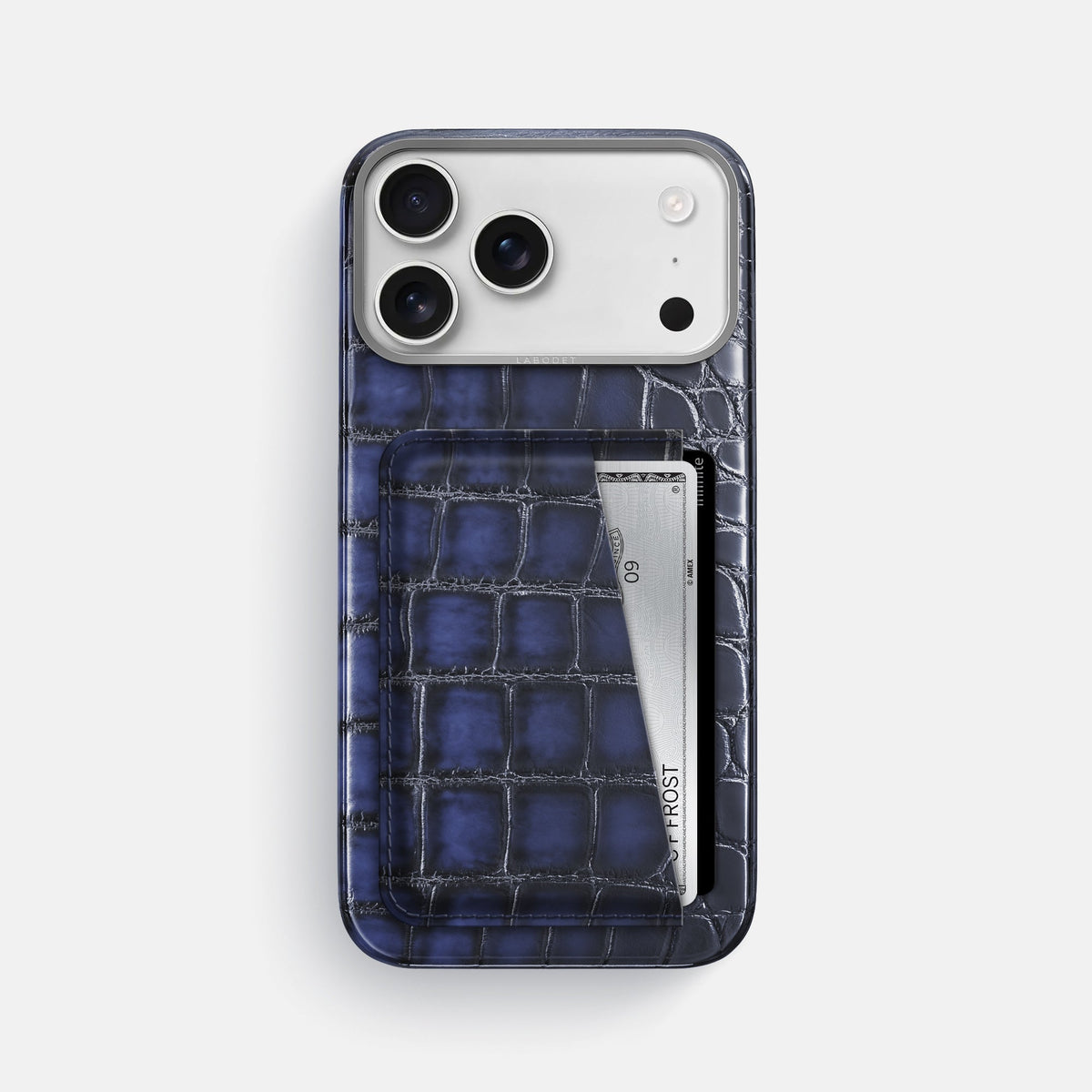 Double Card Case For iPhone 18 Pro Max In Patina Alligator -1 | Havana-Blue-Steel
