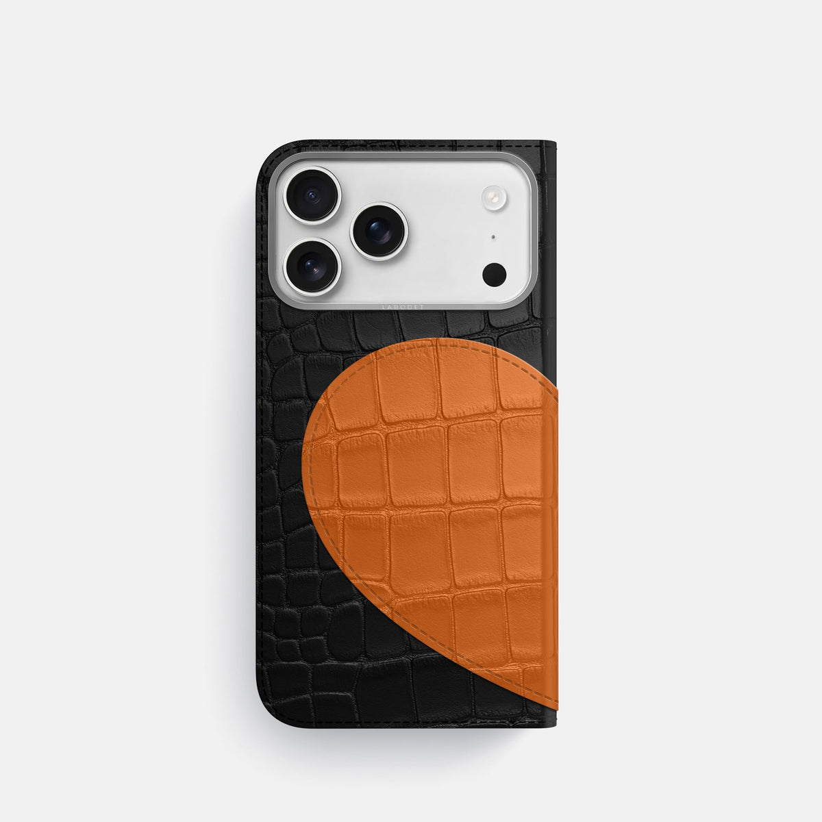 Folio Case With Heart For iPhone 18 Pro In Alligator -3 | Black-Steel