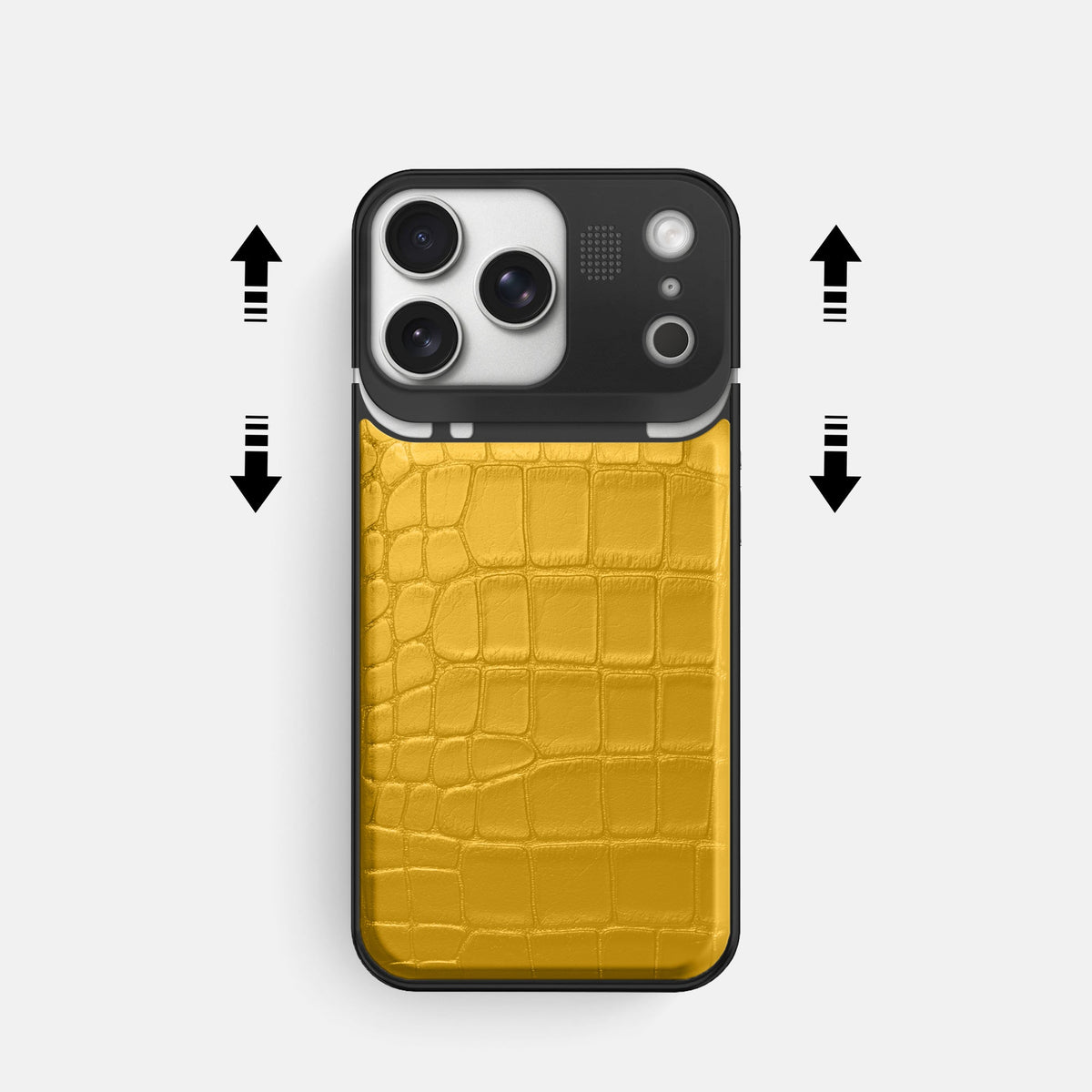 Metal Case For iPhone 18 Pro In Alligator -2 | Yellow-Black