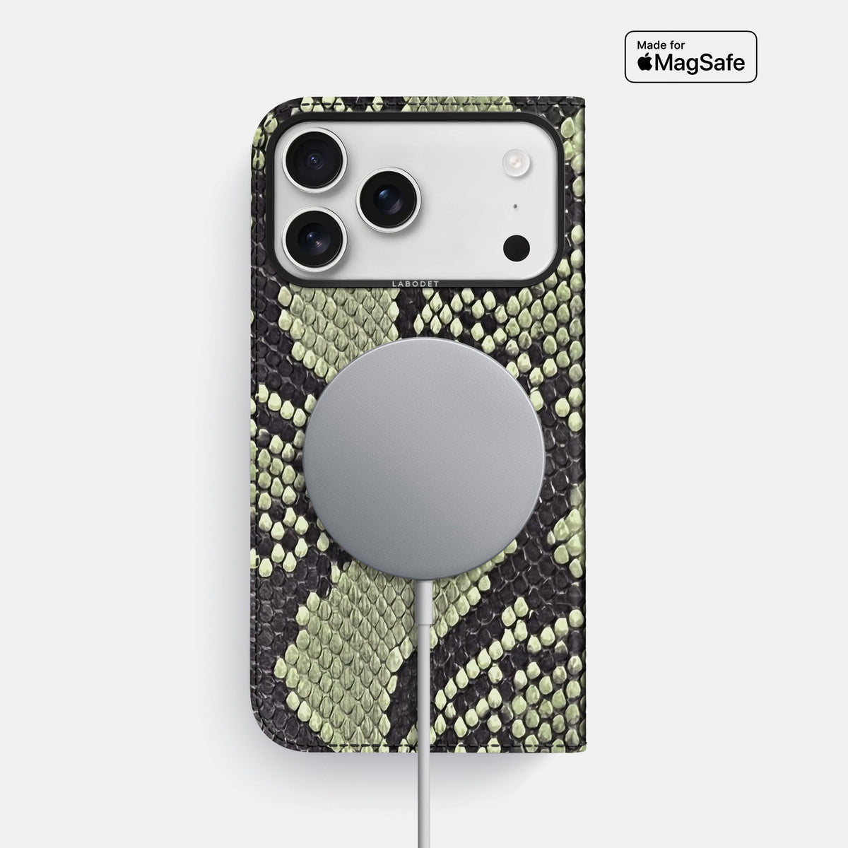 Folio Case For iPhone 18 Pro Max In Deluxe Python -3 | Army-Green-Black
