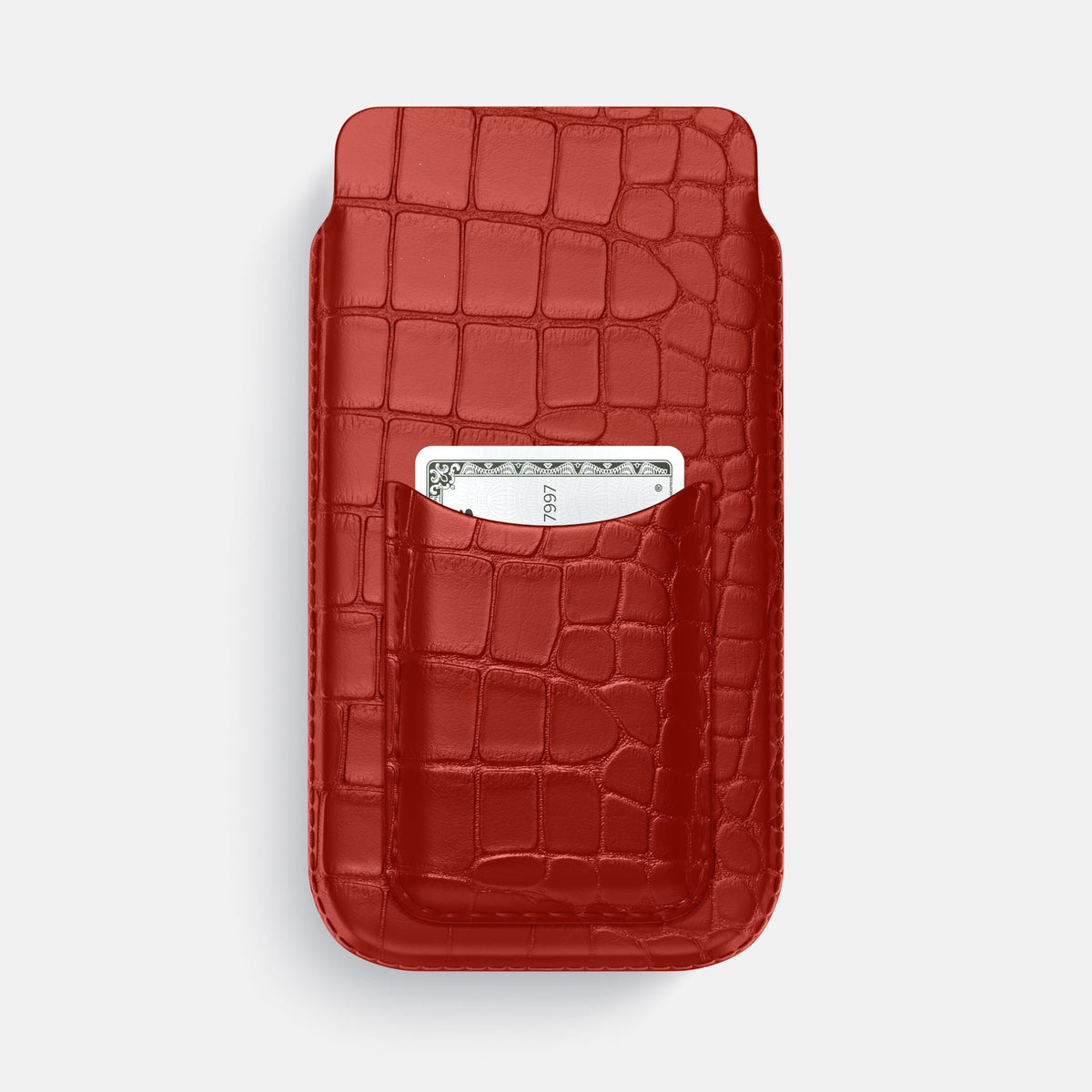Pouch Card Case For iPhone 18 Pro Max In Alligator -1 | Red