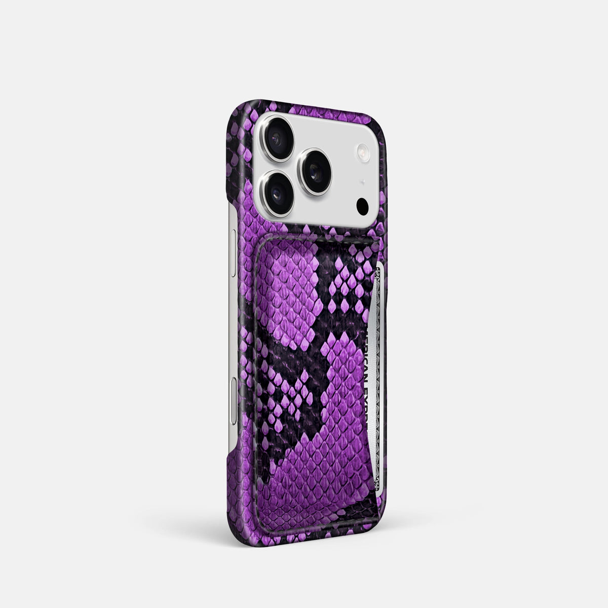 Slim Card Case For iPhone 18 Pro In Deluxe Python -2 | Purple