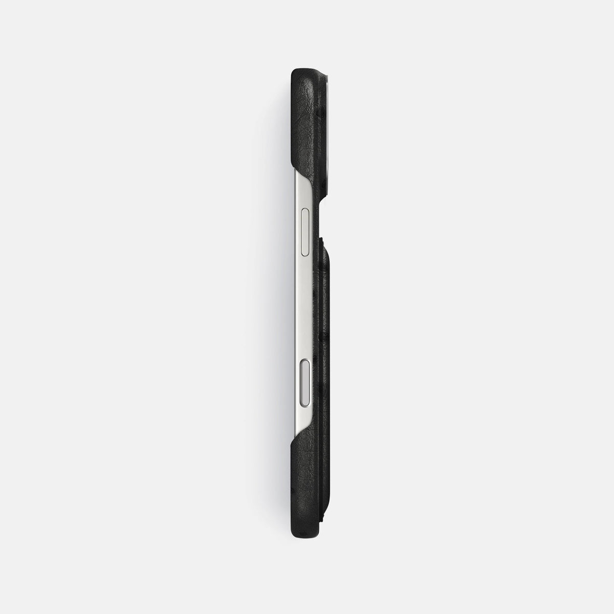 Double Card Case For iPhone 18 Pro Max In Ostrich -3 | Black-Steel