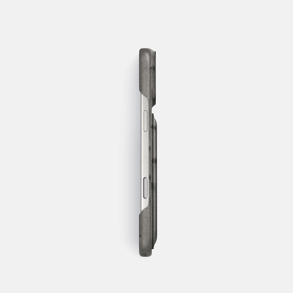 Double Card Case For iPhone 18 Pro In Ostrich -3 | Grey-Black