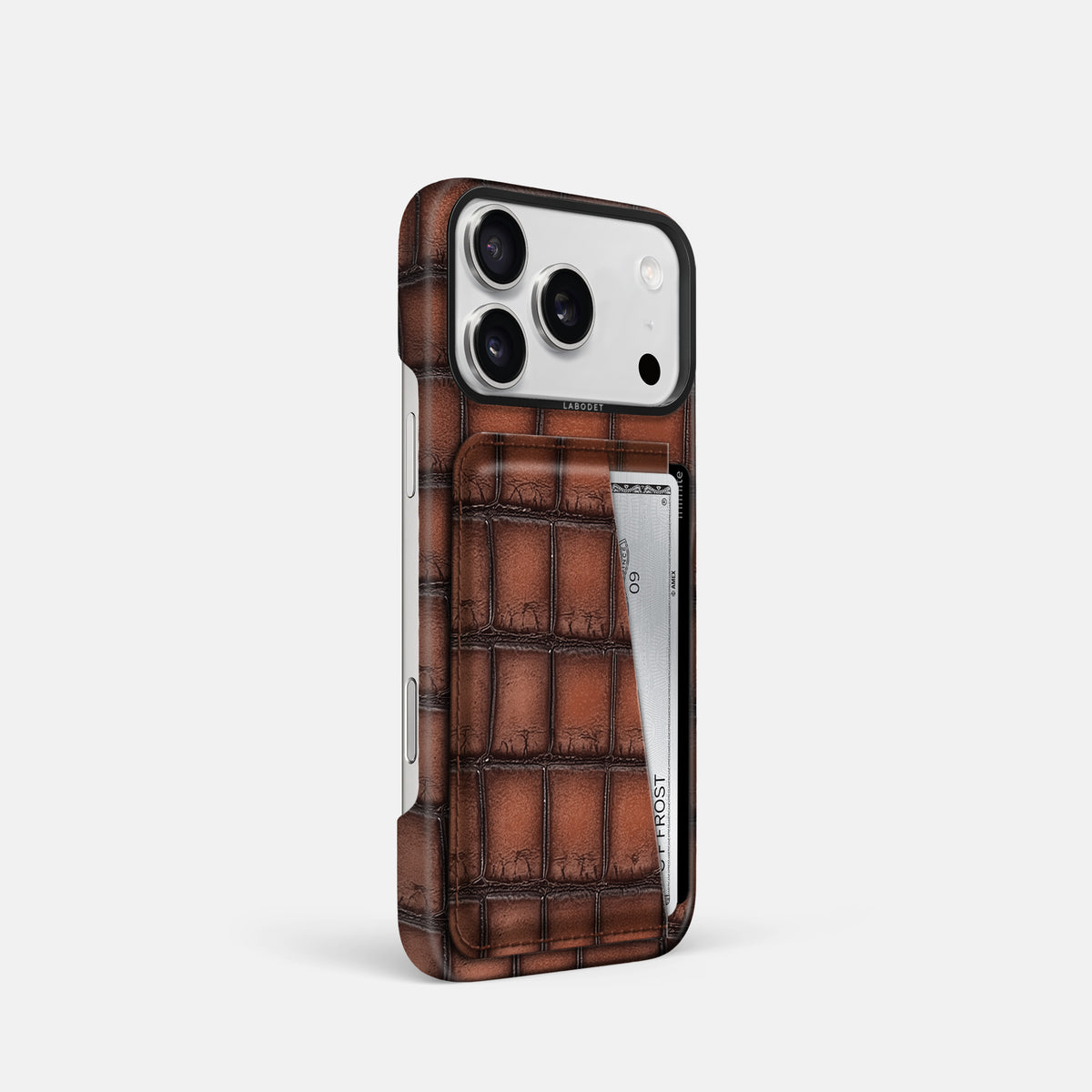 Double Card Case For iPhone 17 Pro In Patina Alligator -2 | Baobab-Black