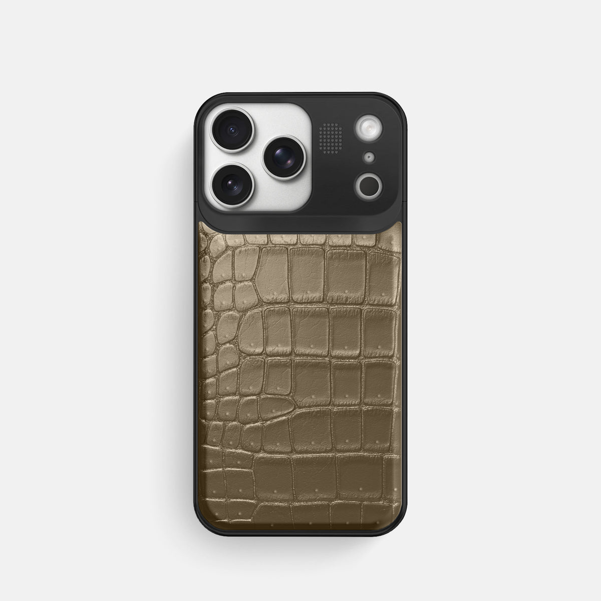 Metal Case For iPhone 17 Pro In Porosus Crocodile -1 | Kaki-Green-Black
