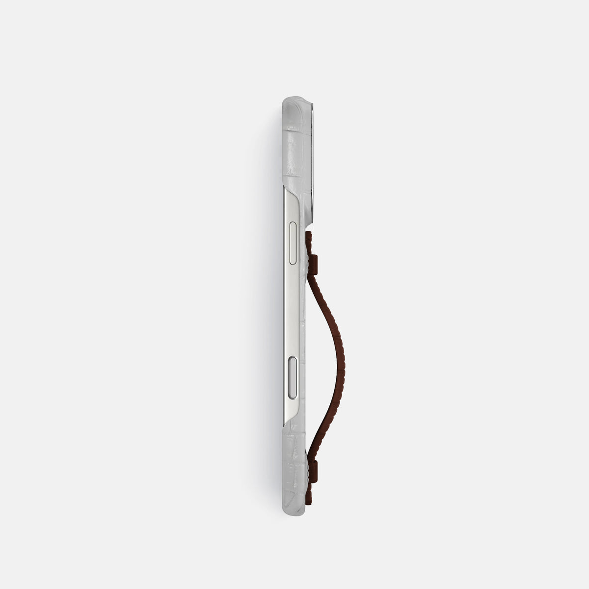 Center Handle For iPhone 17 Pro In Himalayan Crocodile -3 | Dark-Brown-Steel