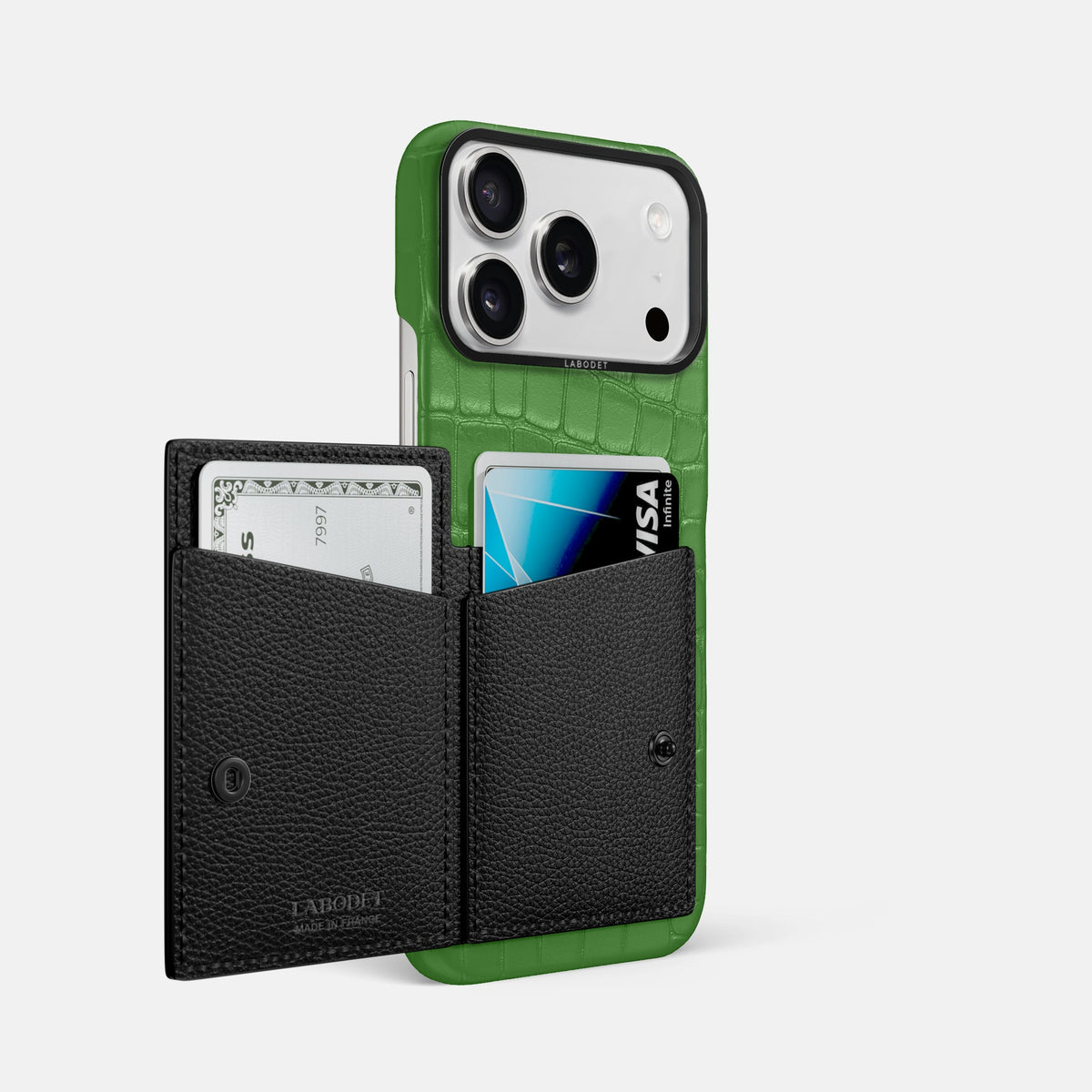 Bi-Fold Case For iPhone 18 Pro Max In Alligator -2 | Apple-Green-Black