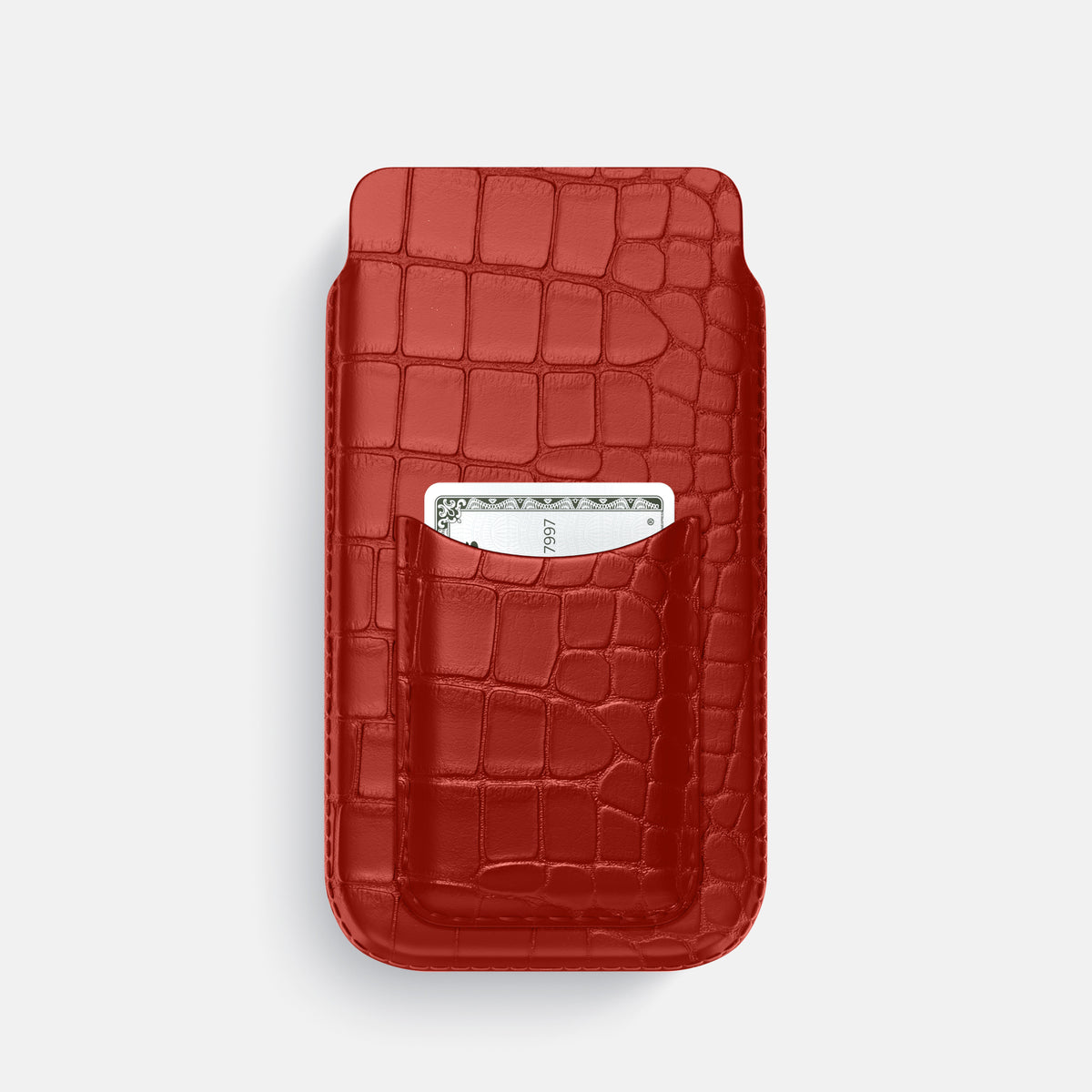 Pouch Card Case For iPhone 17 Pro In Alligator -1 | Red
