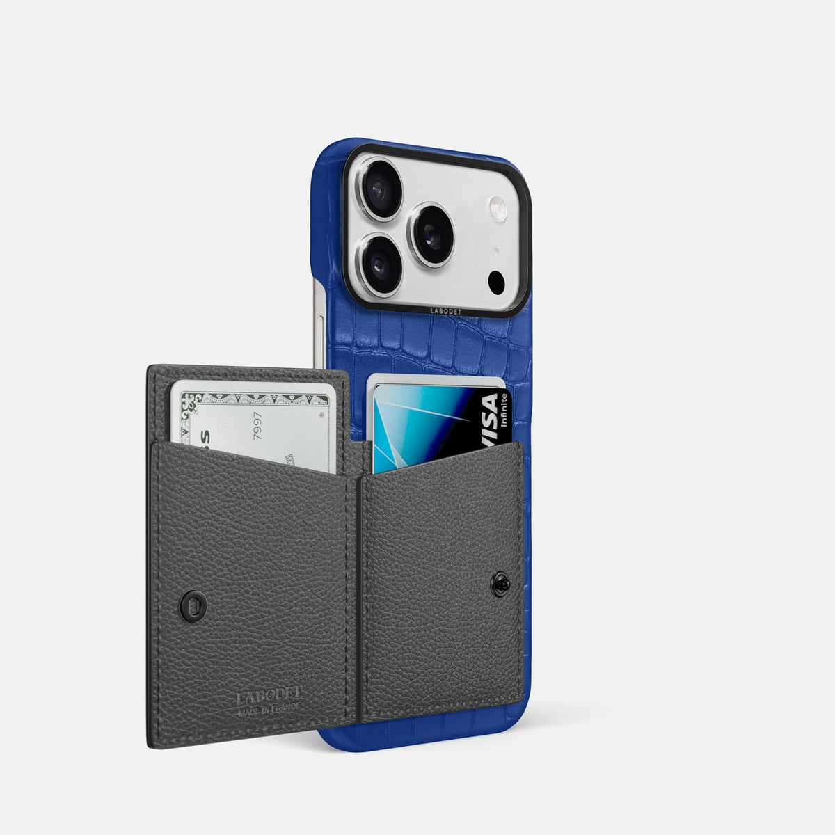 Bi-Fold Case For iPhone 18 Pro In Alligator -2 | Royal-Blue-Black