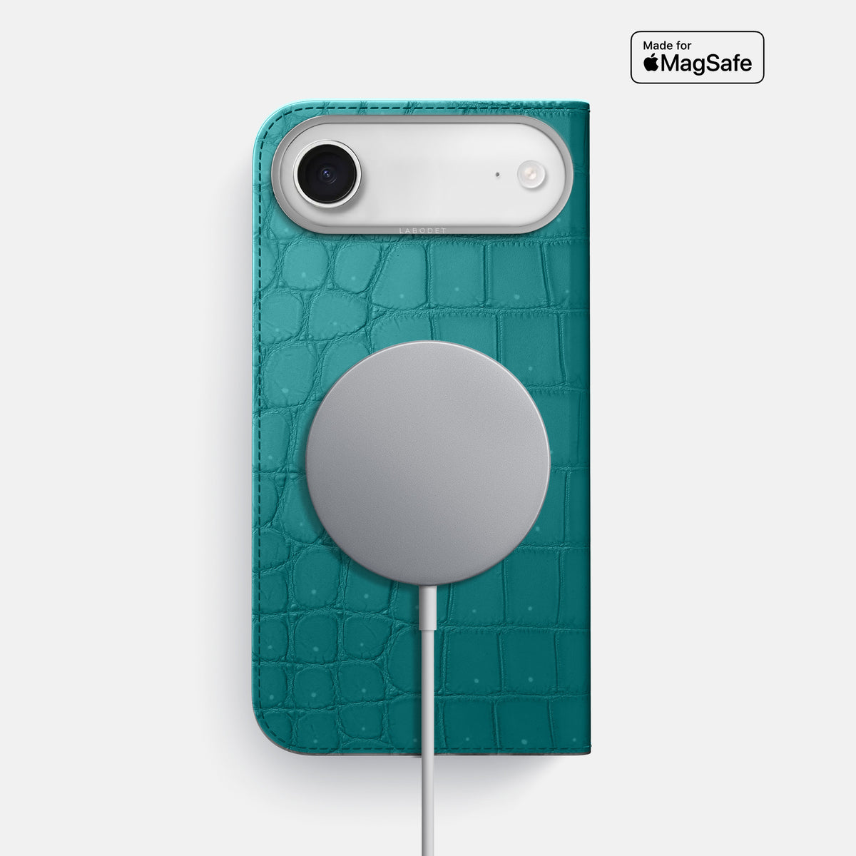 Folio Case For iPhone 17 Air In Porosus Crocodile -3 | Celadon-Steel