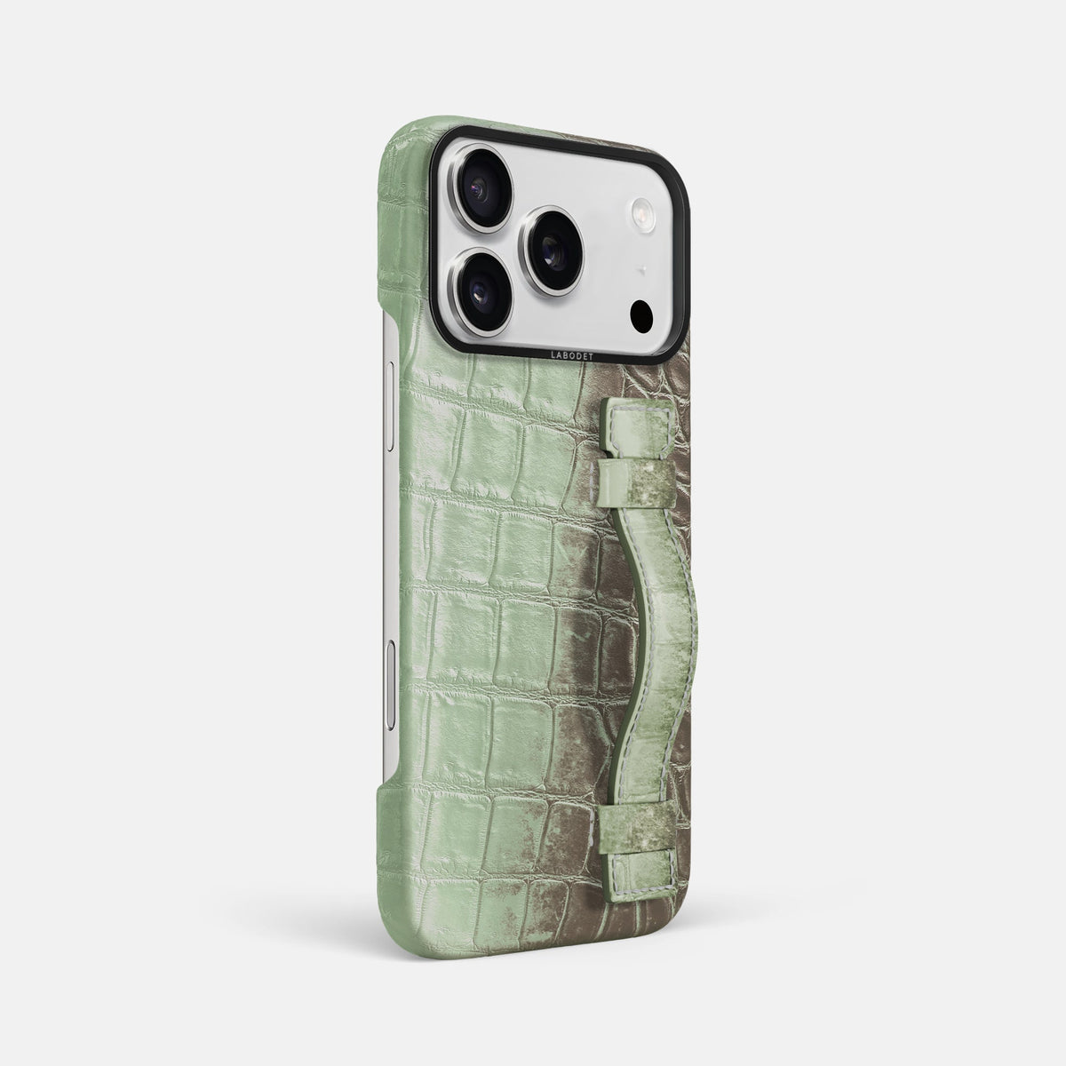 Handle Case For iPhone 18 Pro Max In Himalayan Crocodile -2 | Pistachio-Black