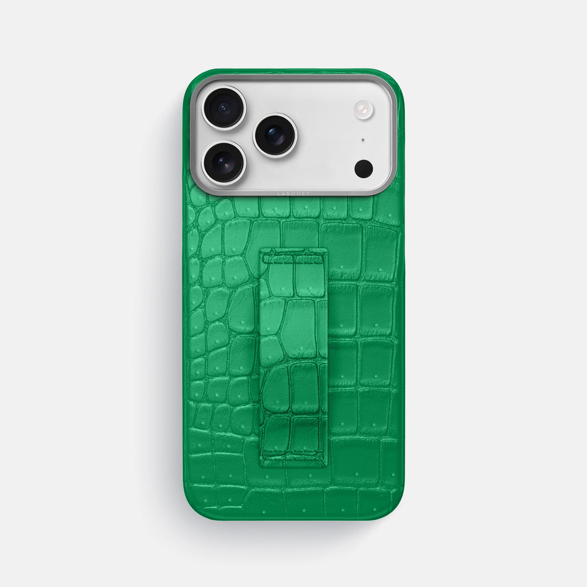 Finger Case For iPhone 17 Pro Max In Porosus Crocodile -1 | Cactus-Green-Steel