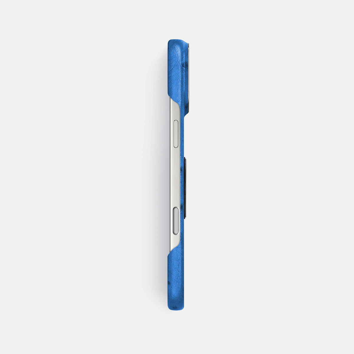 Classic Case With Titanium Skull For iPhone 18 Pro Max In Ostrich -3 | Royal-Blue-Steel