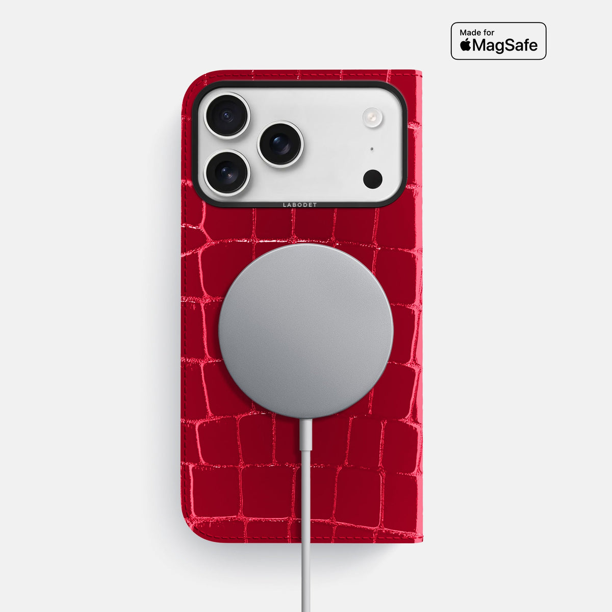 Folio Case For iPhone 18 Pro Max In Shiny Alligator -3 | Cherry-Black