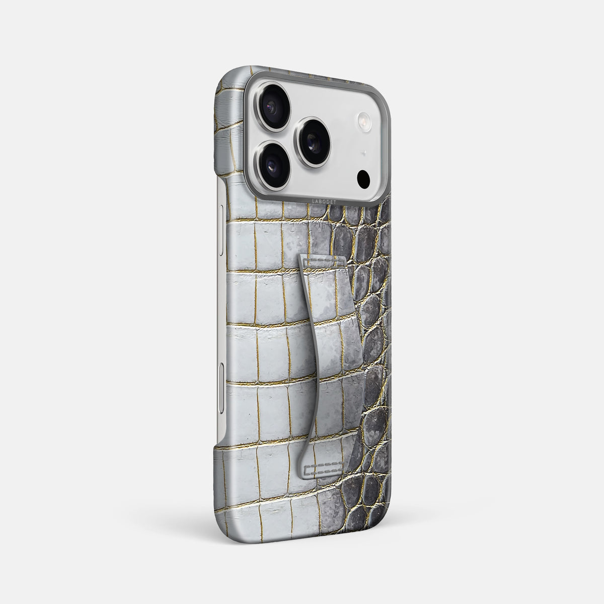 Finger Case For iPhone 17 Pro Max In Himalayan Crocodile -2 | Gold-Steel