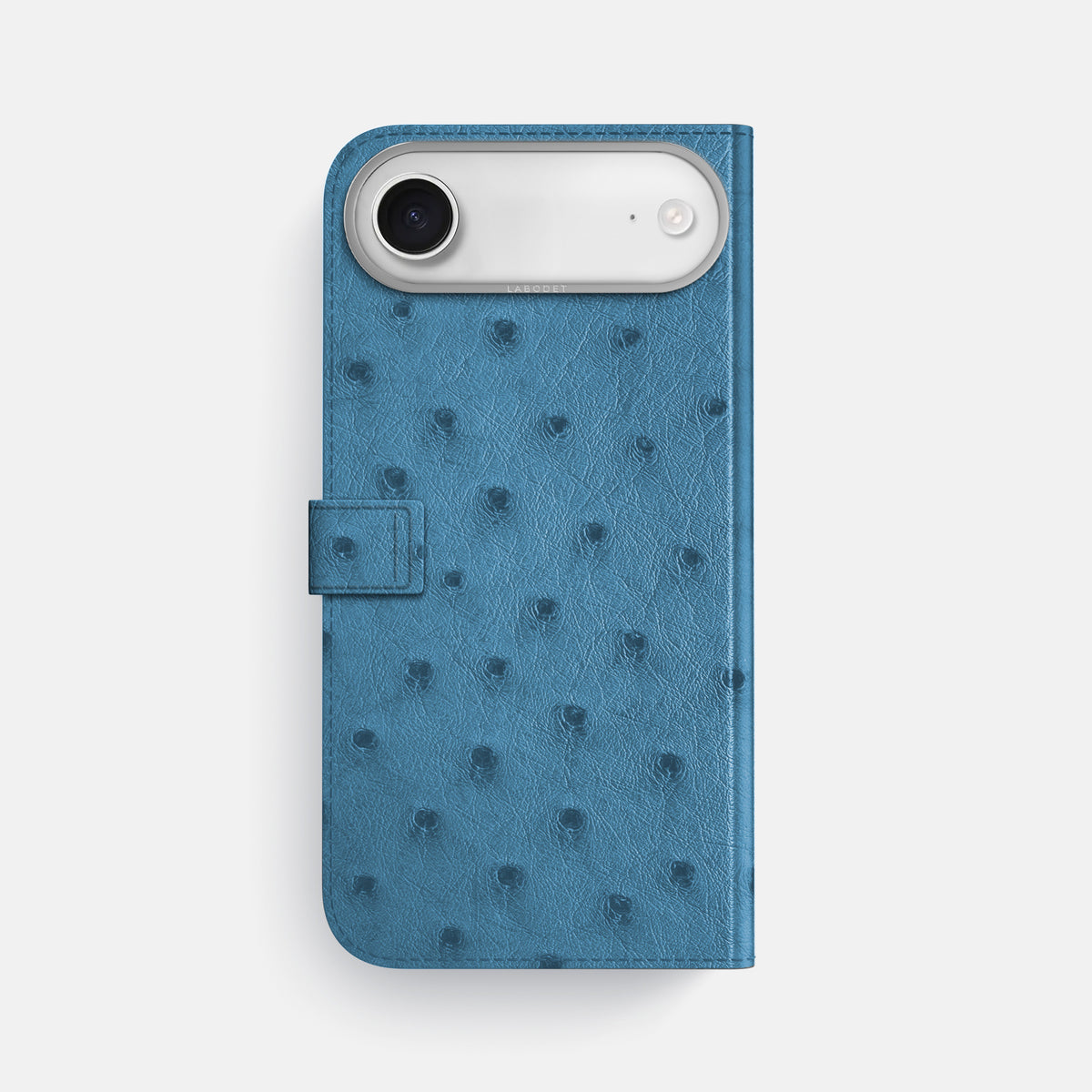 Folio Case with Clasp For iPhone 17 Air In Ostrich -3 | Blue-Jeans-Steel