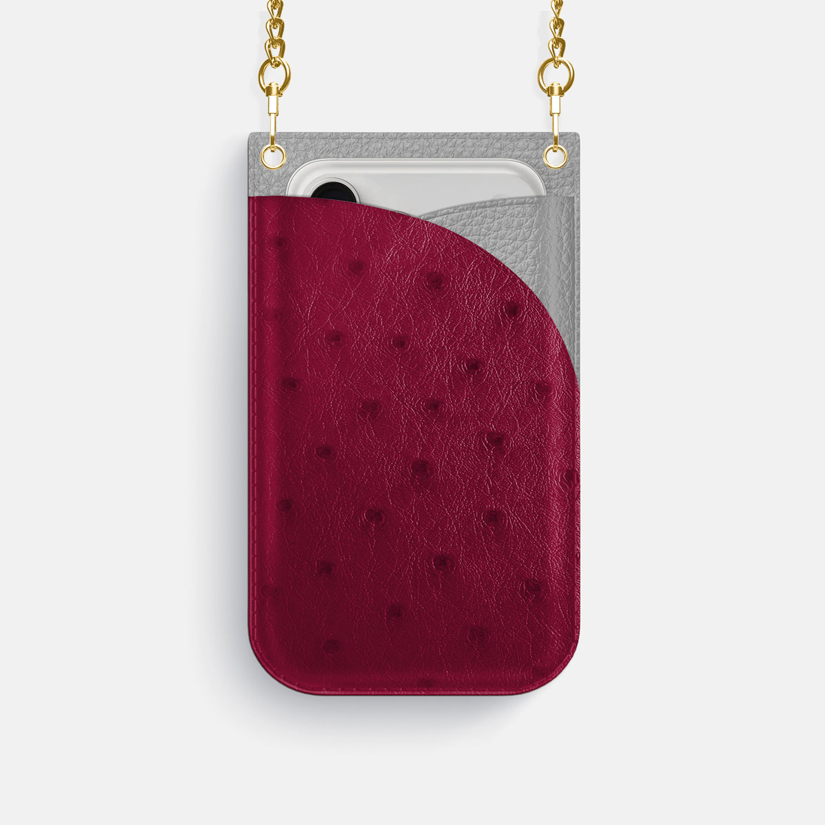Crossbody Bag For iPhone 17 Pro In Ostrich -1 | Bordeaux-Gold