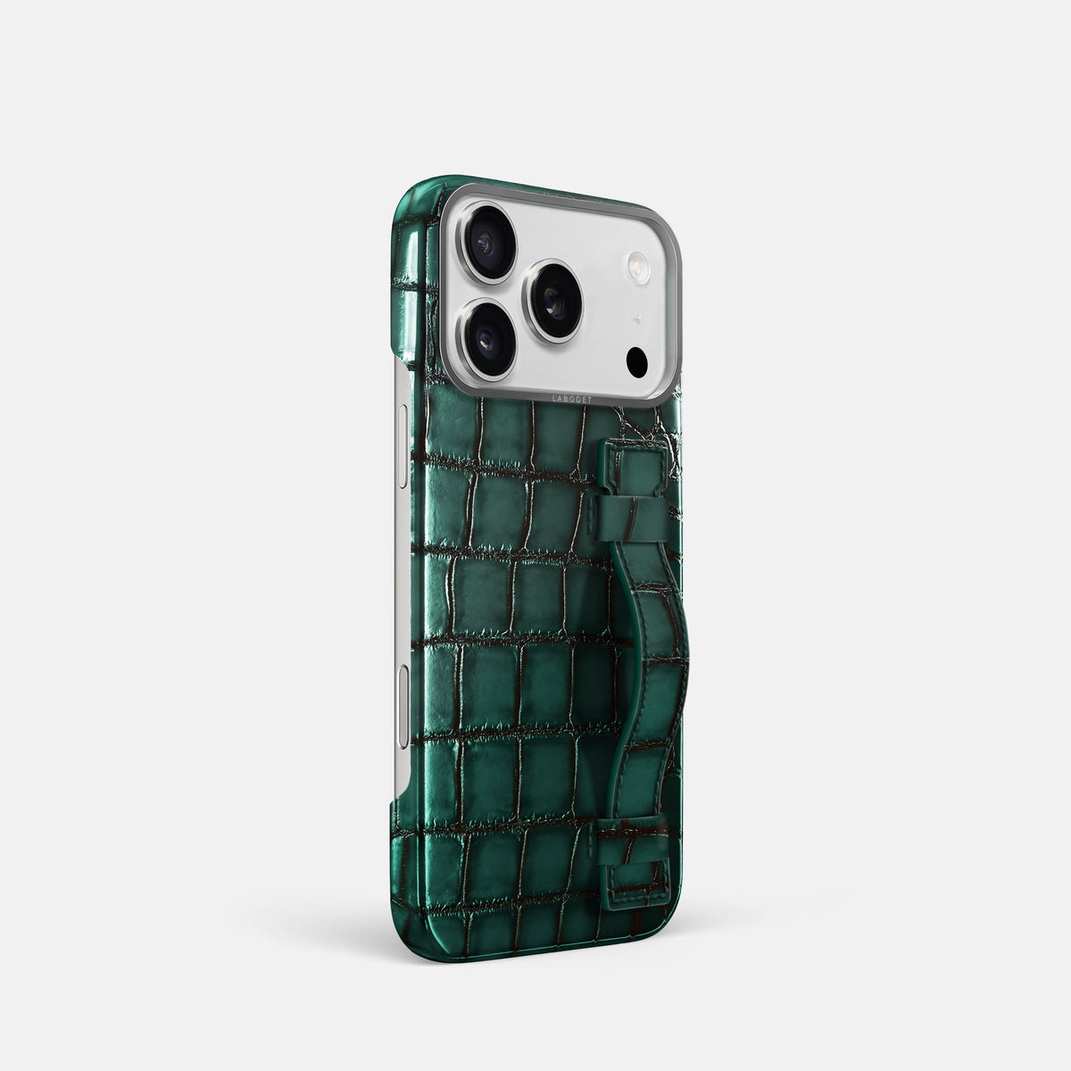 Handle Case For iPhone 18 Pro In Patina Alligator -2 | Green-Steel