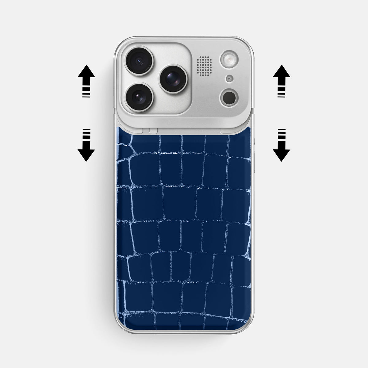 Metal Case For iPhone 17 Pro Max In Shiny Alligator -2 | Mediterranean-Steel
