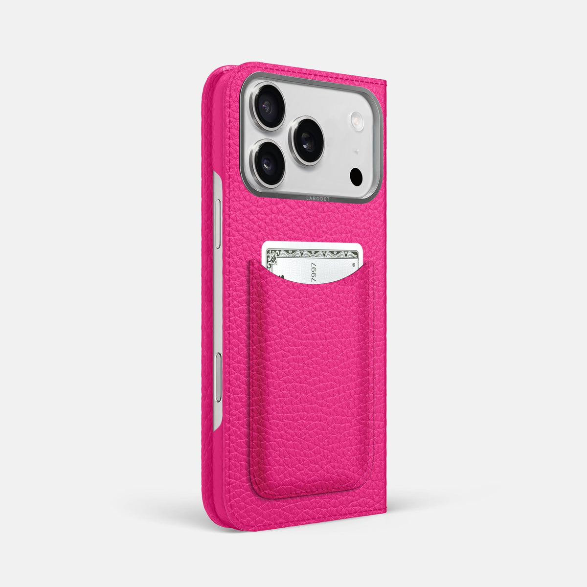 Folio Case with Card For iPhone 18 Pro Max In Calf -1 | Magenta-Steel