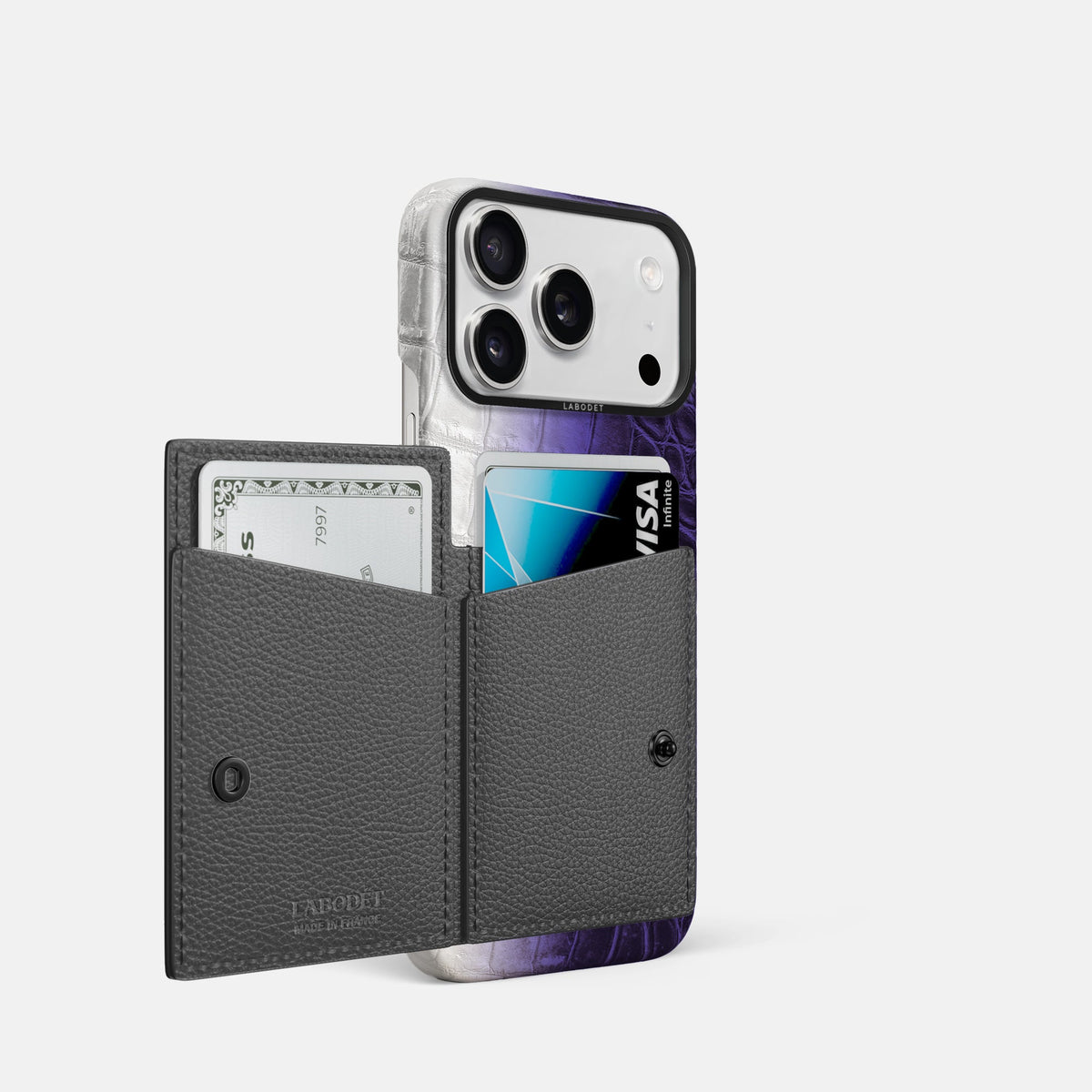 Bi-Fold Case For iPhone 18 Pro In Himalayan Crocodile -2 | Purple-Black