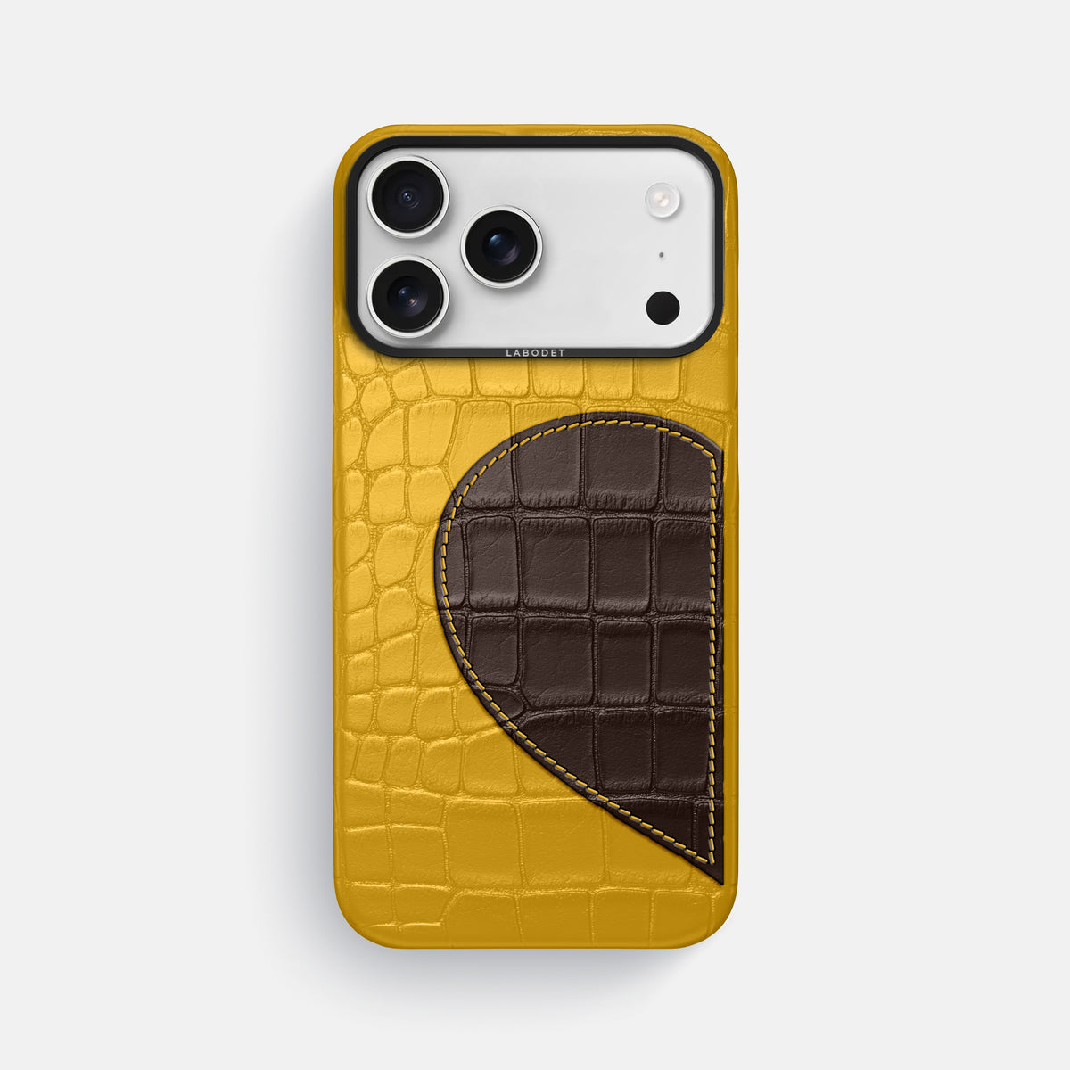Classic Case With Half Heart - Left For iPhone 17 Pro Max In Alligator -1 | Yellow-Black