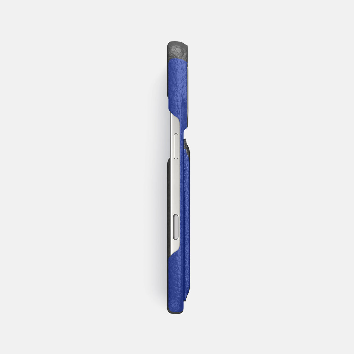 Double Card Case For iPhone 17 Pro In Calf -3 | Royal-Blue-Steel