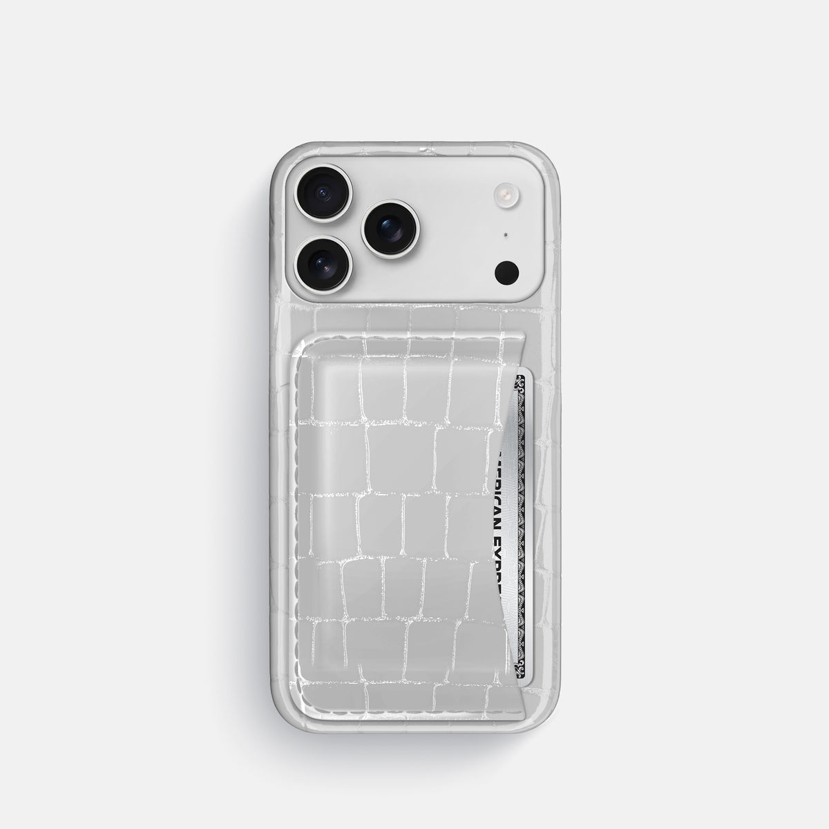 Slim Card Case For iPhone 17 Pro In Shiny Alligator -1 | White