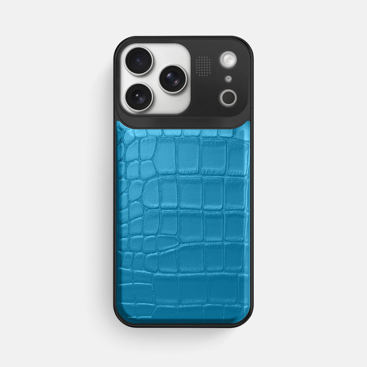 Metal Case For iPhone 18 Pro Max In Alligator -1 | Curaçao-Blue-Black